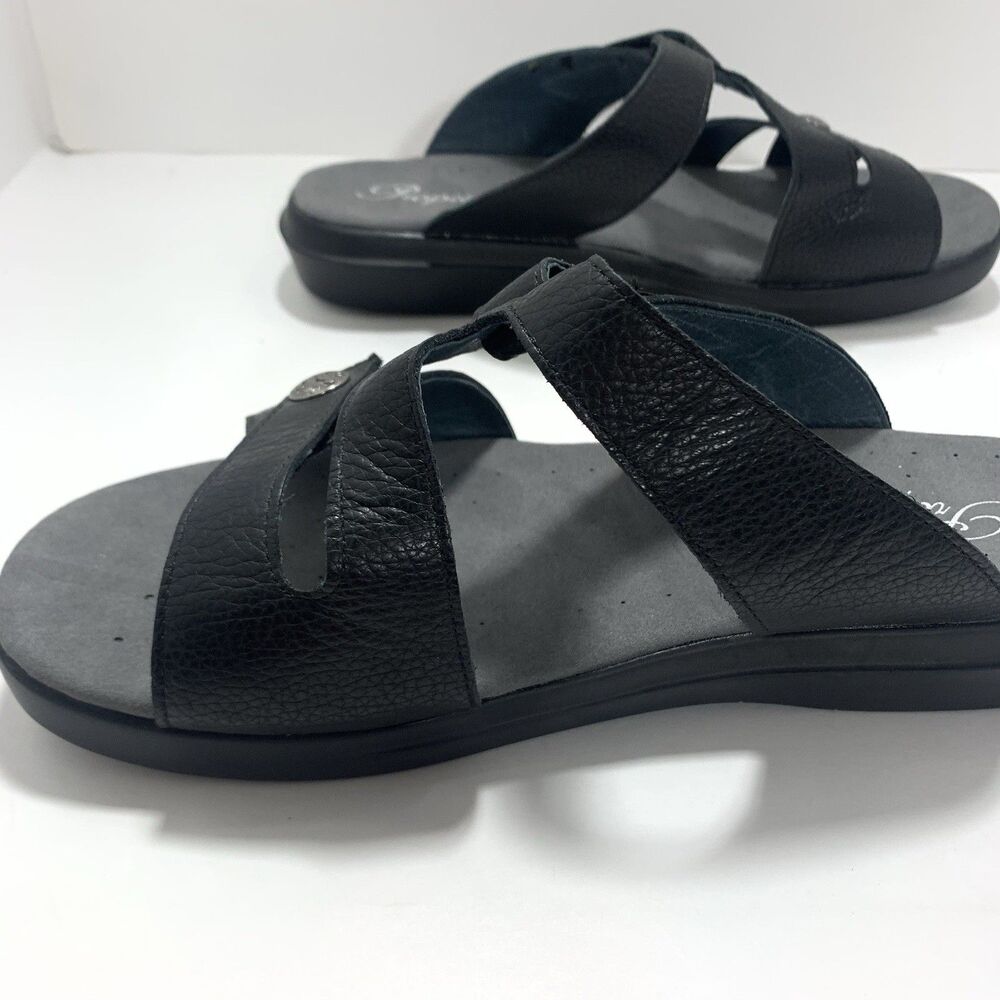 Propet Black Leather Slide Adjustable Strap Slides Size 9 Women’s EUC - Picture 13 of 13